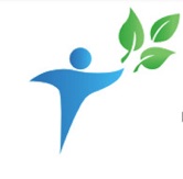 WEG logo, blue figure holding green leaves